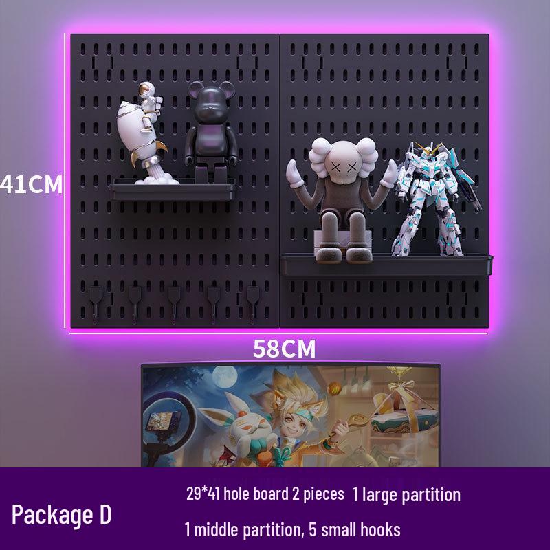 Punch-Free Perforated Board Rack: DIY E-Sports & Study Room Wall Decor for Game Equipment Display