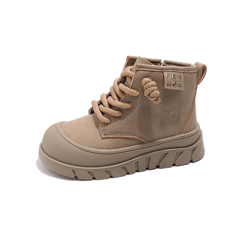 

Новые детские ботильоны на платформе, ботинки для девочек, модный пэчворк, универсальные детские повседневные кожаные ботинки, толстая подошва, боковая молния 26 хаки