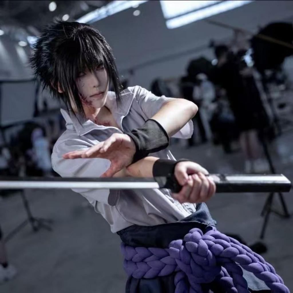 Anime Uchiha Sasuke Cosplay Kostym topp byxor bälte Cos Konvent gåva vuxen Unisex-version
