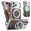 Luxury Back 360° Rotating Stand Solid Color Leather Phone Case for iPhone 13 14 15 16 17 Pro Max with Support Magnetic Charging