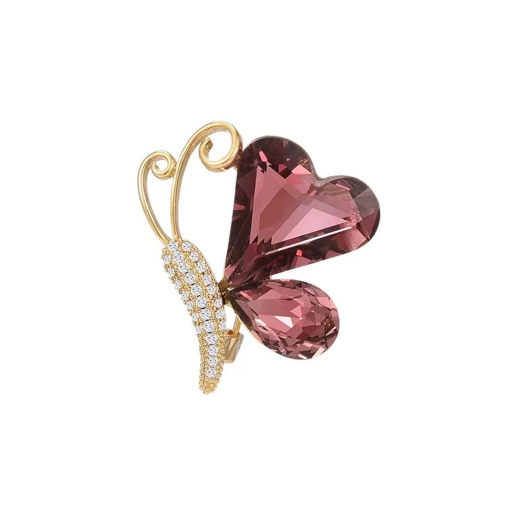 High-End Design Crystal Butterfly Brooch High-End Women'S Inlaid Zircon Corsage High-End Dress Accessories Women