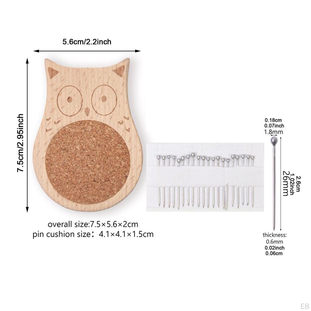 Pin Cushion Needle Organizer Wooden Crafting Supplies Lightweight Holder Pad for