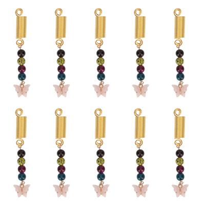 10pcs Hair Spring Dreadlock Pendants Alloy Butterfly Beads Vintage DIY Braids Hair Jewelry
