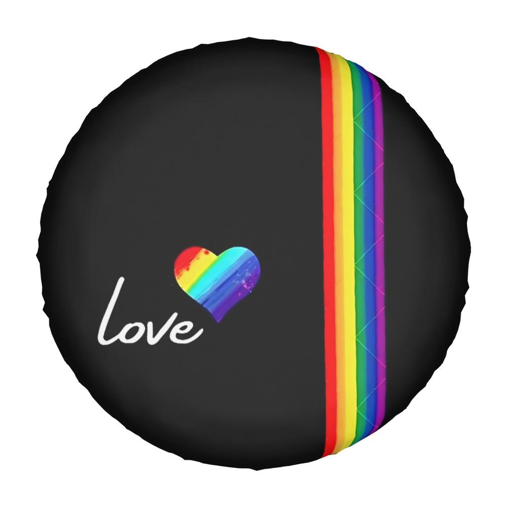 LGBTQ Pride Love Heart Spare Tire Cover Waterproof Dustproof Universal Fit for SUV Trailer