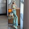 High Waisted Flared Jeans Women Autumn Elastic Split Hem Pulled Denim Pants Spice Girls Fashion