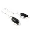 Les Trésors De Lily [H3455] - Boucles Argent 'Déesse Noir de Jais' noir argenté (rhodié) - 40x8 mm