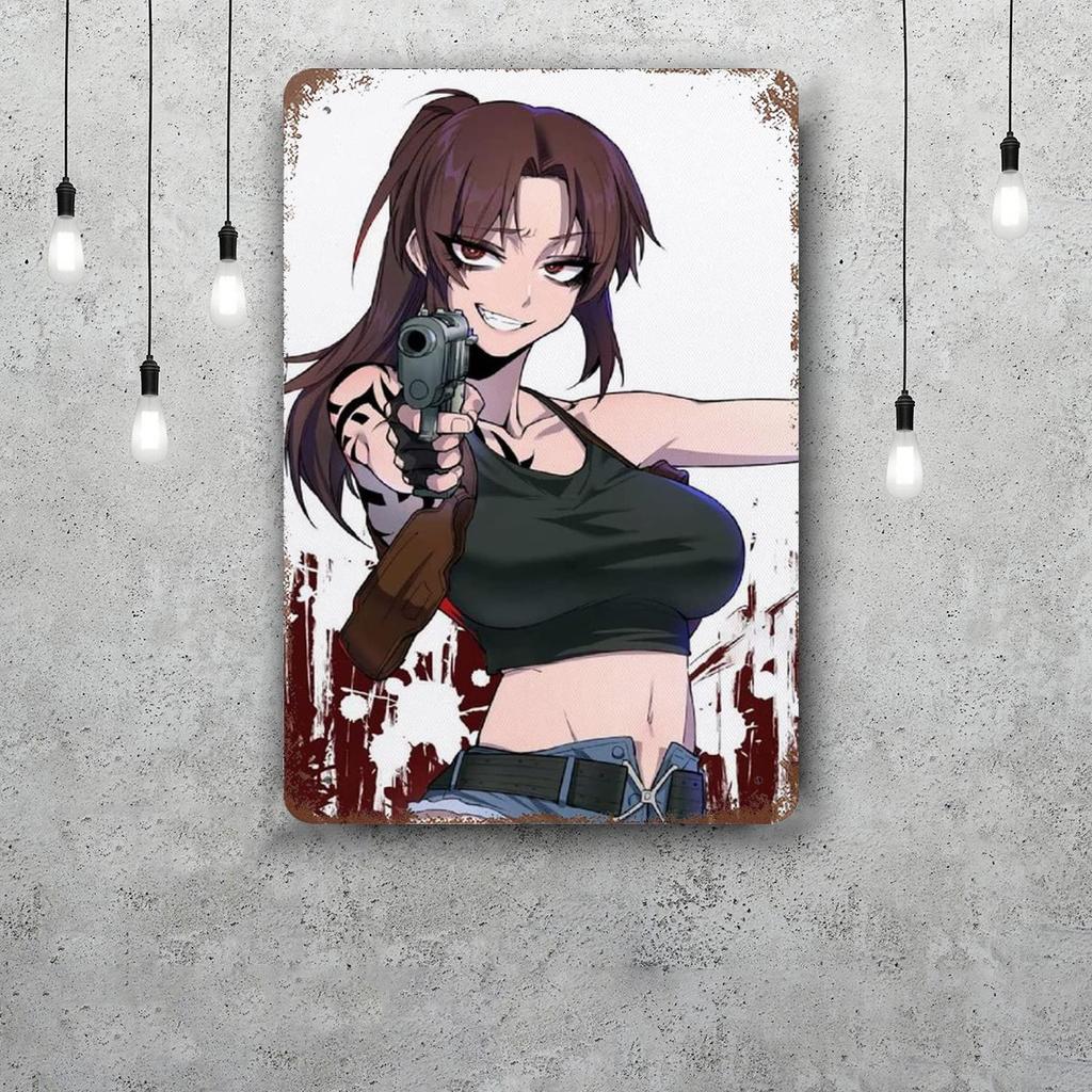 revy black lagoon Funny Bar Metal Sign Retro Plaque Sign Alcohol Drinker Pub Club Man Cave Kitchen Wall Decoration