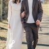 Fiveen White Wedding Long Photoshoot Winter Dress, Simple, Sleeve, V-Neck, Formal, Beach, Pre-wedding Dress, Spring, Summer, Autumn, (L)