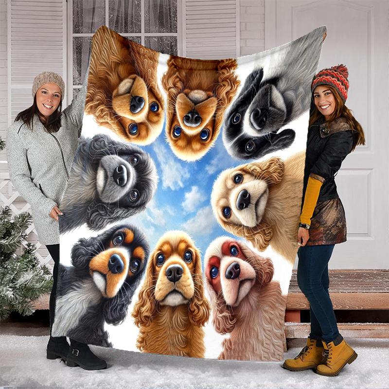 1PC Dog cute printed blanket, all season lightweight home office outdoor nap multifunctional blanket A5