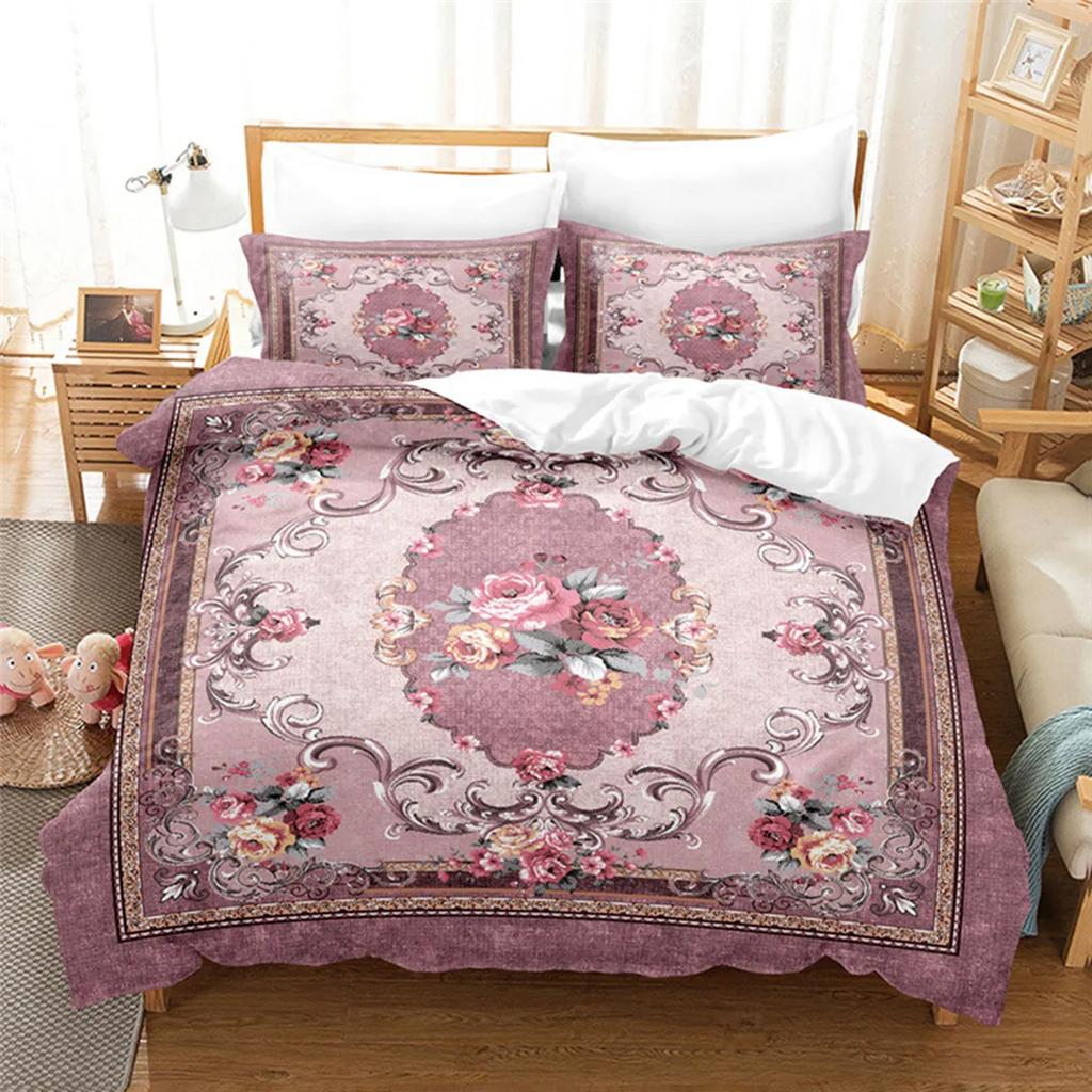 Luxurious Retro Flowers and Plants Duvet Cover Microfiber Exotic European Style Flowers for Women Gifts Bedroom Decoration King