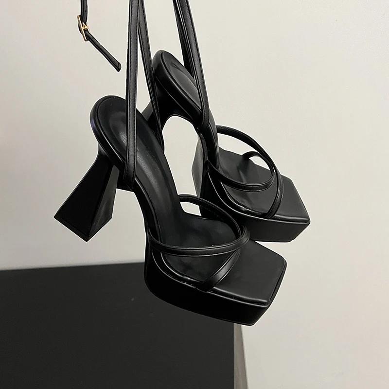 Fashion Women Shoes Summer High Heel Sandals Narrow Band Platform Women Sandals Shoes Fashion Open Toe High Heel Party Dress Ladies Shoe