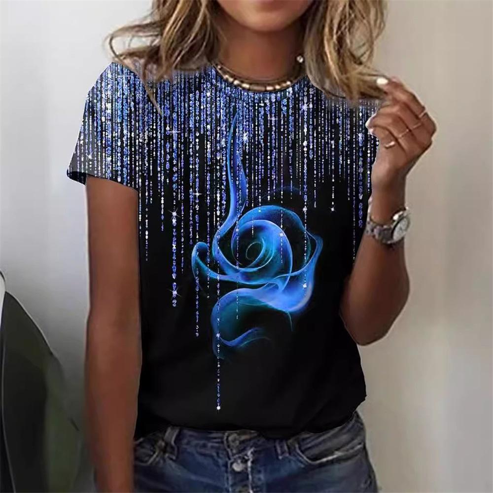 

Женская летняя футболка с круглым вырезом и коротким рукавом с принтом 4XL