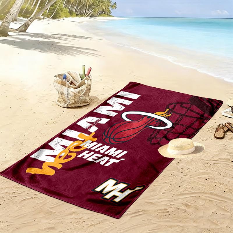 Miami Heat Print Beach Towel, Large Soft Quick Dry Towel for Beach Camping Swimming