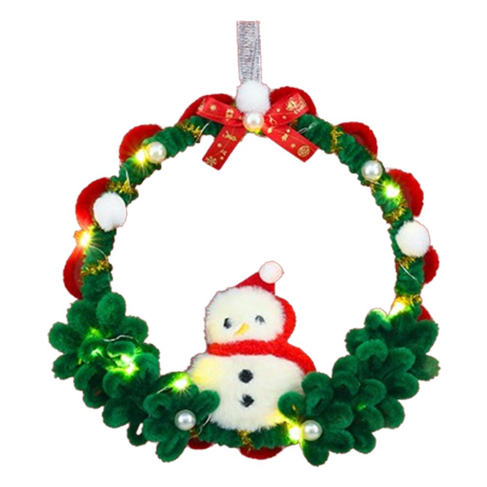 Snowman Twisting Sticks Wreath Material Pack Bell Pipe Cleaners Wreath with Light Chenille Stems Garland with Bow for Home Decor