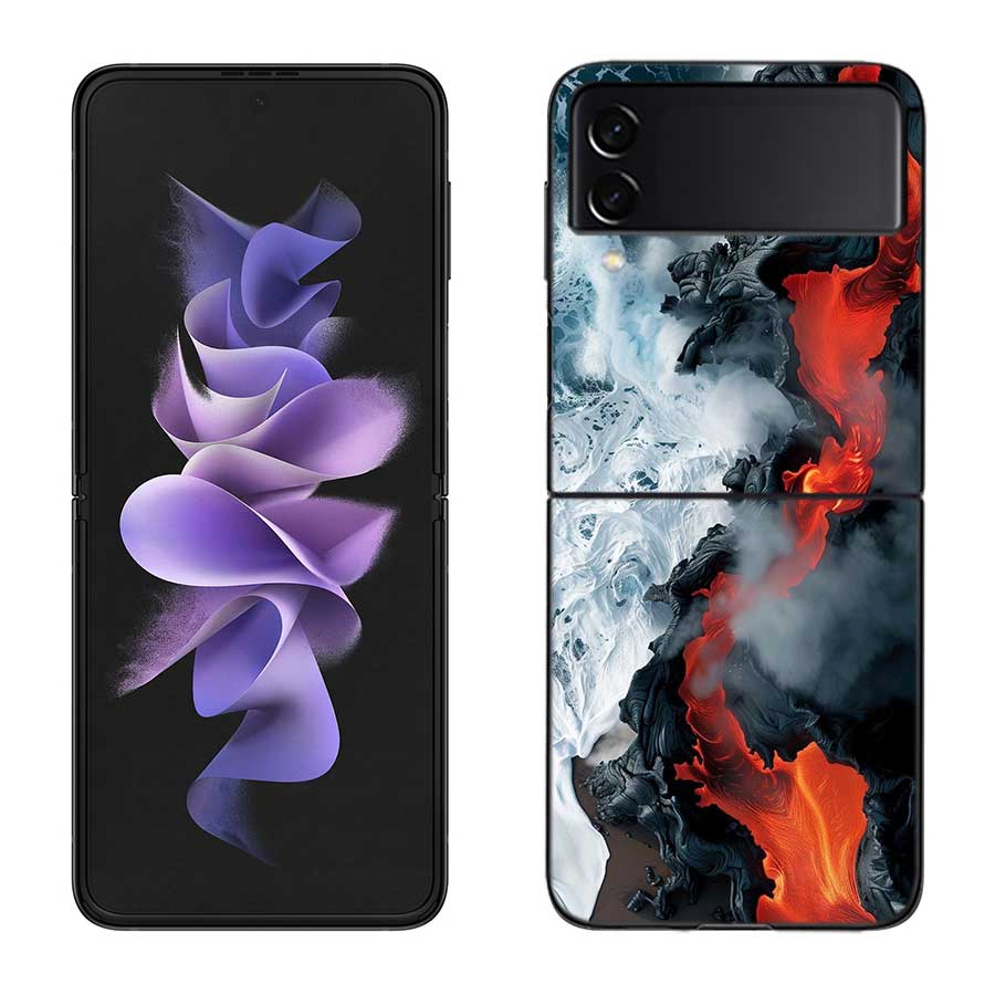 

Чехол Столкновение Лавы и Морской Воды для Samsung Z Flip 6 5G Galaxy Z Flip 5 4 3 5G Черный Жесткий Чехол для Мобильного Телефона Роскошный ПК She Samsung Z Flip 3 5G