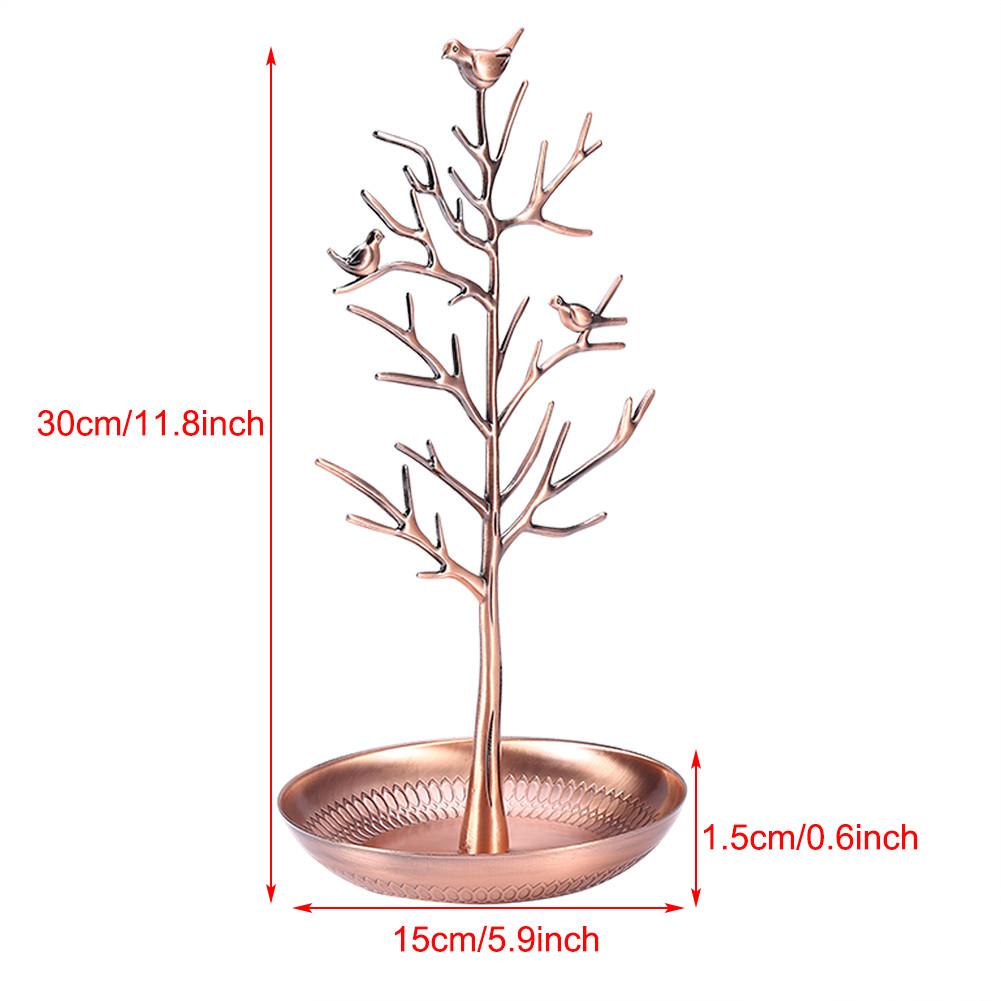Metal Earring Rack Necklace Organizer Jewelry Holder Ornament Display Tree Stand (Bronze)