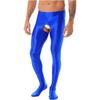 Męskie Błyszczące Rajstopy Bez Krocza z Wysokim Stanem Elastyczna Gumka Przezroczyste Legginsy Bielizna Odzież Nocna