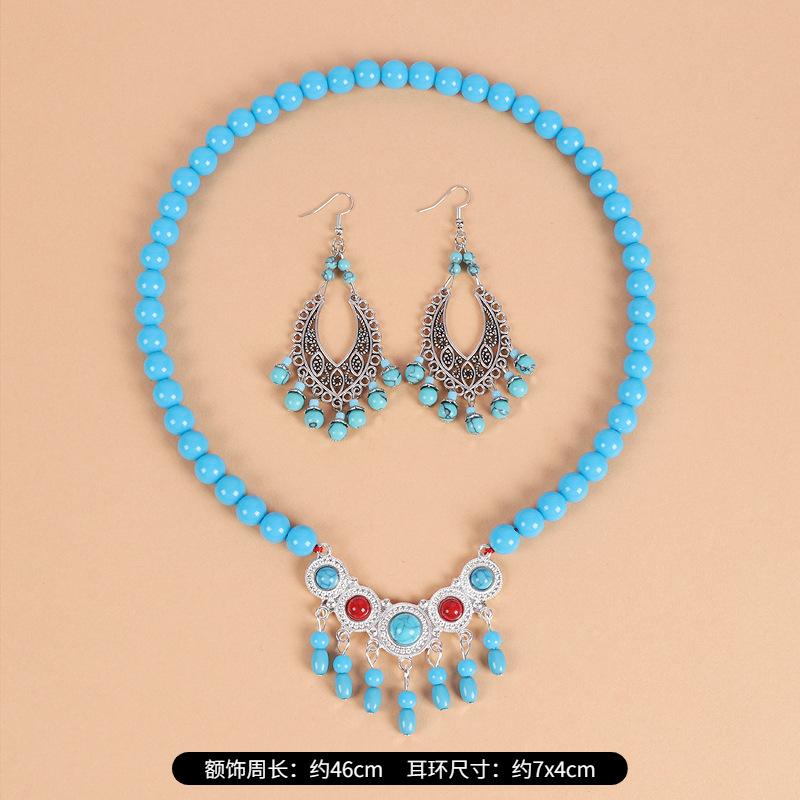 A Few Red Fringed Forehead Chains, Exotic Forehead, Eyebrow Pendant, Retro Earrings, Women's Tibetan Headdress.