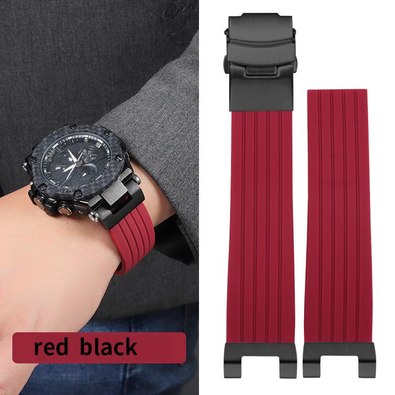 Modified Silicone Strap for Casio GSHOCK GST-B100 GST-S130/W300/400G/W110/S120 Diving Sport Wristband with Stainless Steel Adapt