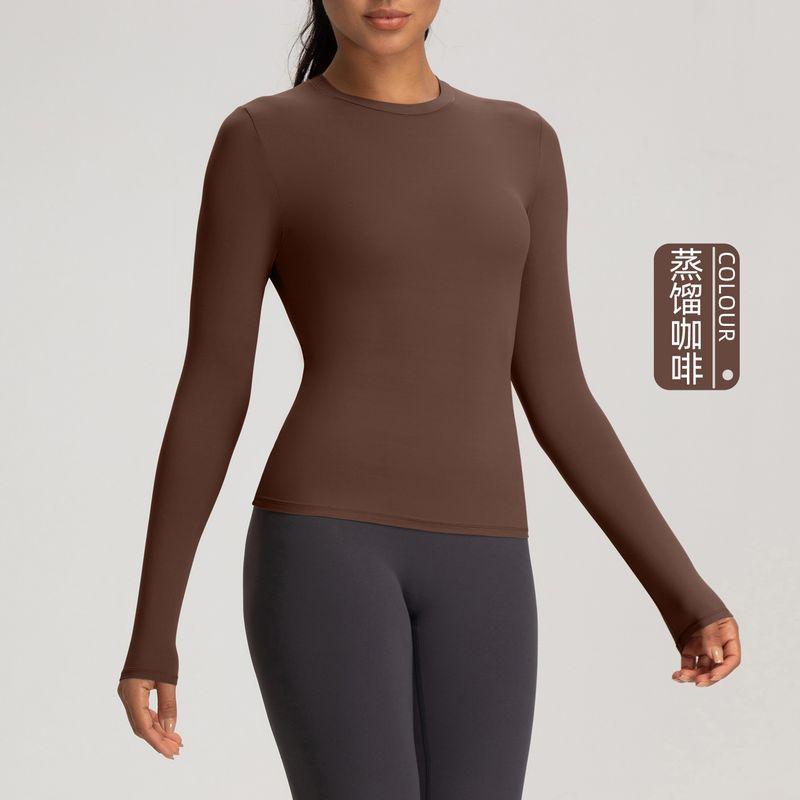 

Kardashian Same Yoga Clothes Long Sleeves Women s New Arrival Lightweight Stretchy Slim-Fit Pilates Sports Fitness Yoga Wear Espresso XL
