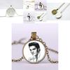Elvis Portrait Time Gemstone Pendant Necklace Retro Glass Pendant Sweater Chain