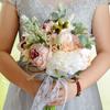 Practical-Artificial Peony Rose Flower Bouquet For Bride Bridesmaid Handmade Wedding Bouquet Silk Bridal Bouquet Holding Flower