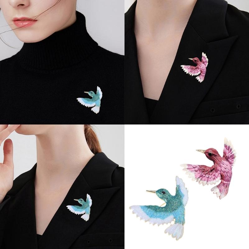 Bird Brooch Pin Metal Rhinestones Crystal Blue/Purple Fashionable for Daily Wear and Party Use Clothes Accessories