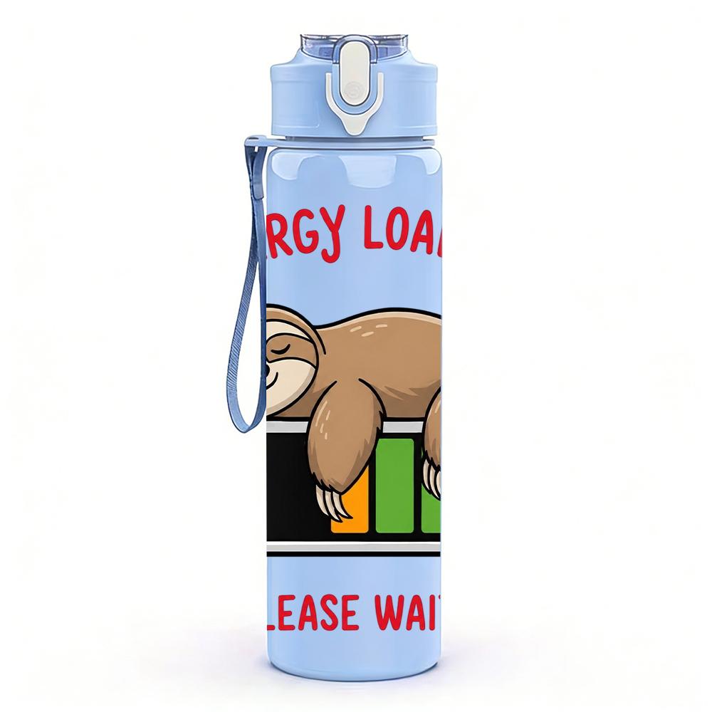 1 ST Luiaard Energie Laden Laptop Grafisch 750 ml Kleur Plastic Waterfles Lekvrij Flip Dop met Rietje Voor Sport Kantoor Thuisgebruik