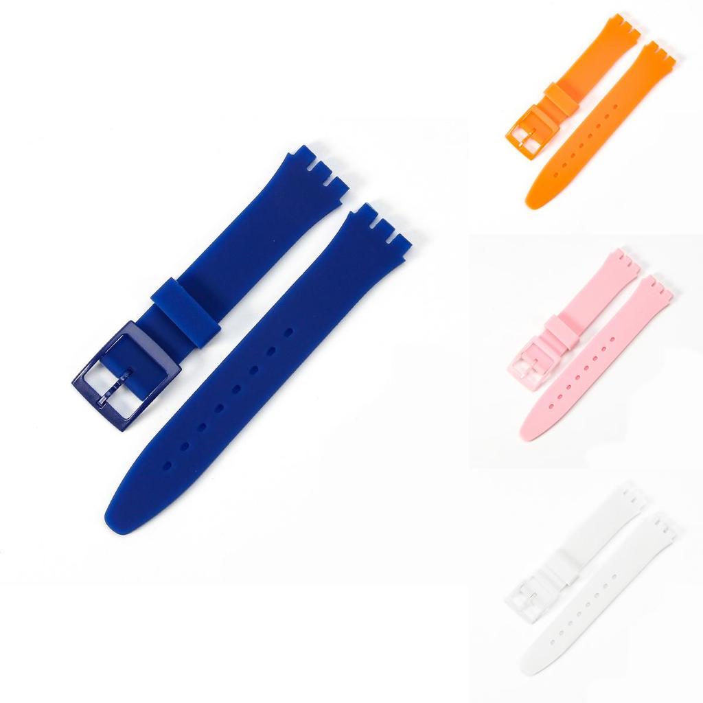 Odolný silikonový řemínek na hodinky náhradní pro Swatch 16mm 17mm 19mm 20mm