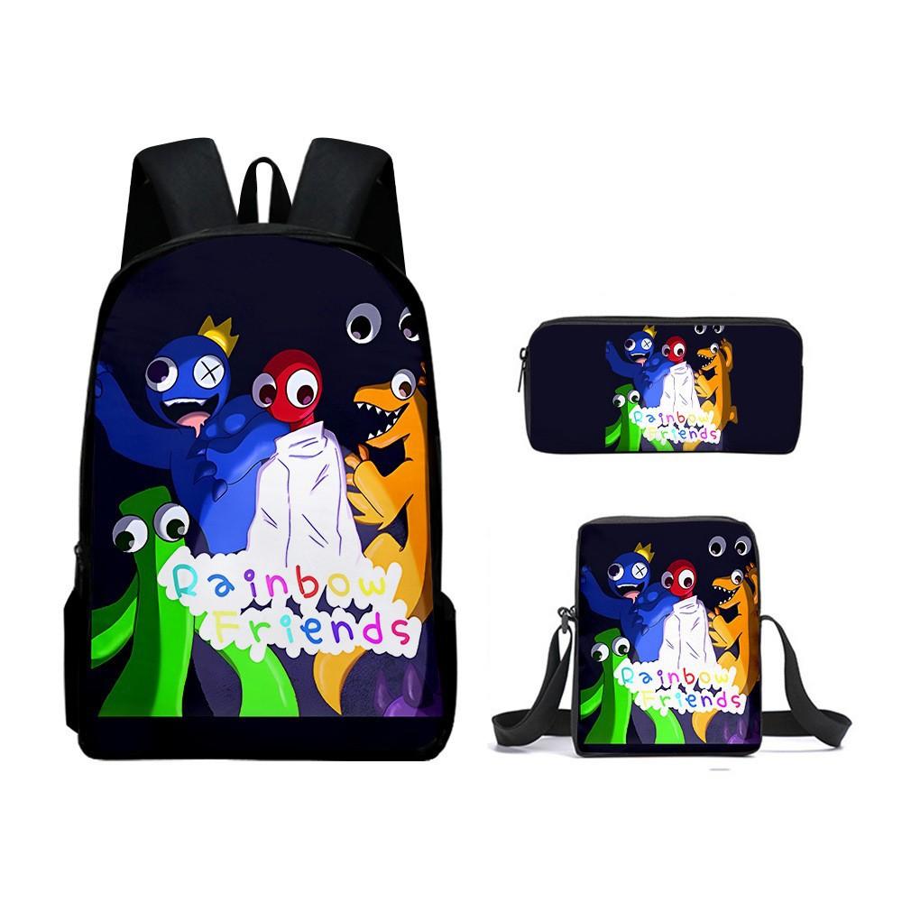 Rainbow Friends Zaino Scolastico Rainbow Friends Zaino Cartone Animato Borsa a Tracolla Astuccio Set da Tre Pezzi