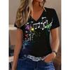 Fashion Vacation Abstract Painting Tie Dye Color Starlight Curve Note Graphics Full Body Printed Breathable 3D Print V-neck