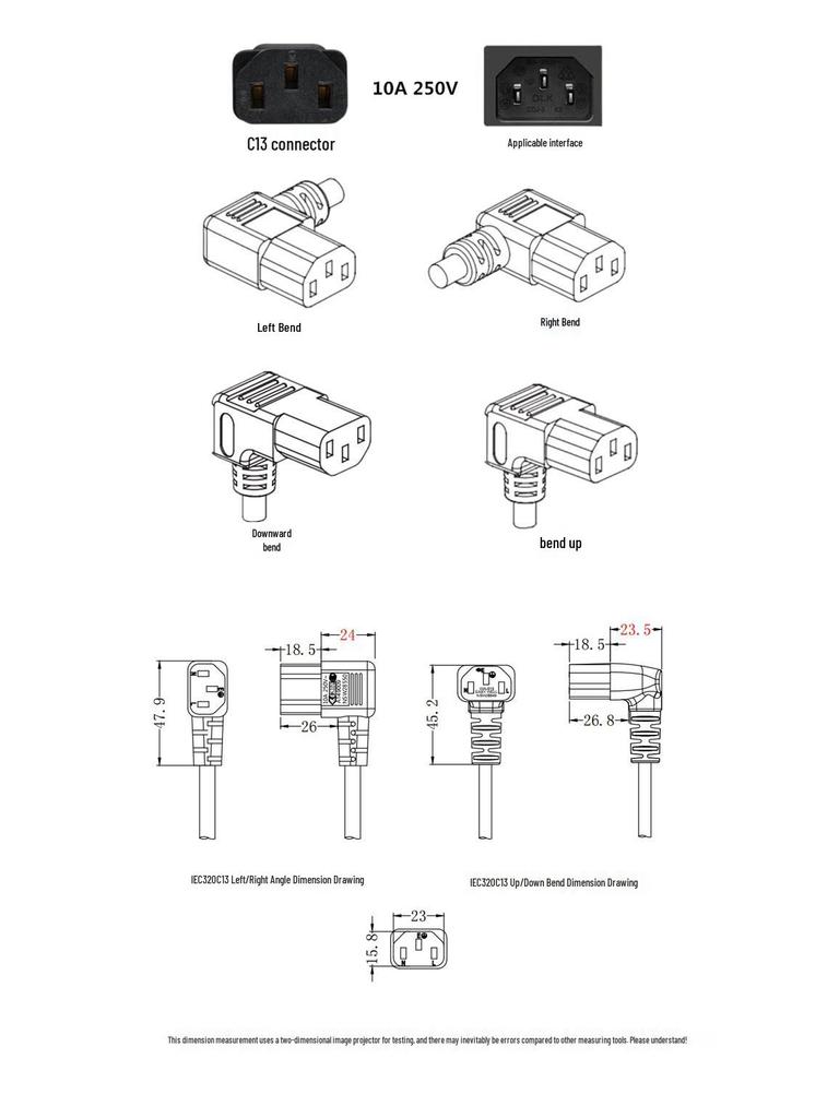 10A GB Three-Pin Cloverleaf Projector Power Cord with Right-Angle Plug
