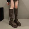 Autumn and Winter Knight Boots Pile High Boots Women's 2025 New Thin Boots Small Thin Thick-soled Long Boots