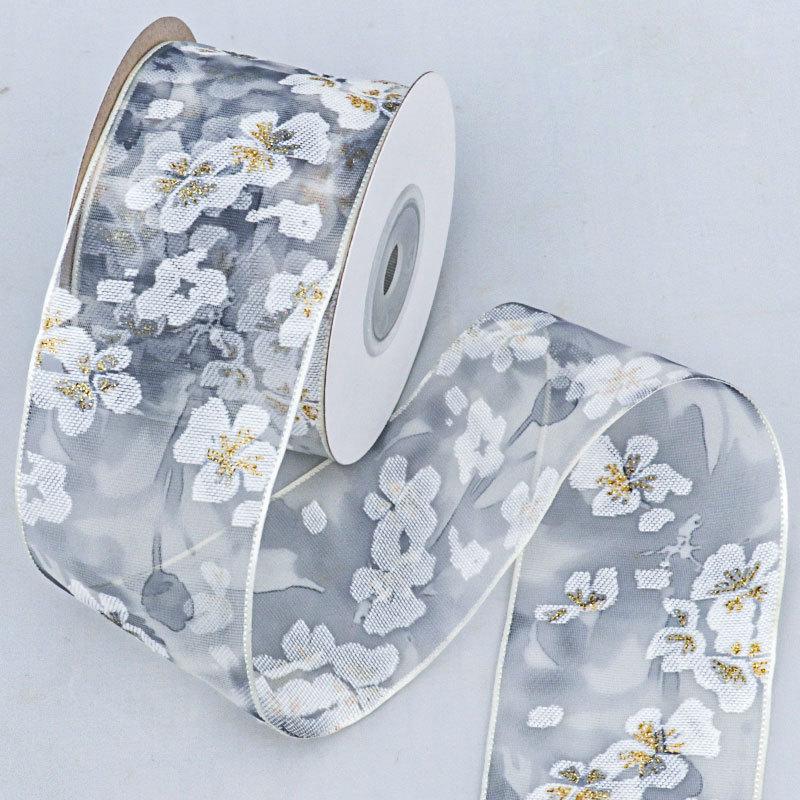 

Одностороння квіткова золота облямівка Прозора пряжа Стрічка ручної роботи Бант своїми руками Аксесуари для волосся Одяг Капелюхи Аксесуари Квіти Краватка Ремесла Виготовлення стрічок 5cm*10 Yards