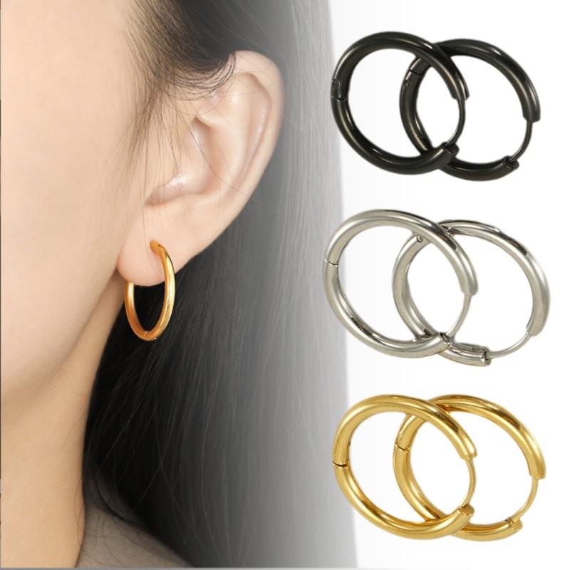 Schicke runde Ohrringe aus Edelstahl für Damen und Herren mit robustem Design