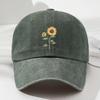 Sunflower Printed Dad Hat Washed Cotton Sun Hat Vintage Travel Hat  For Women Man