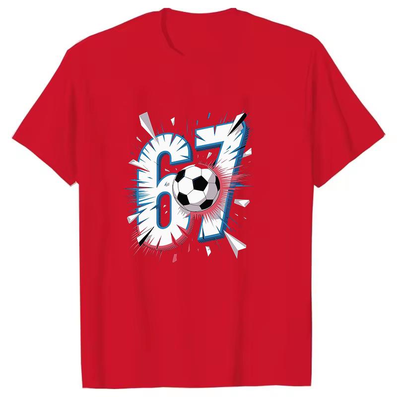 Six Seven Women Unisex Soccer TShirts Short Sleeves Harajuku Style Unisex Tee Summer Trend Large Size Round Neck Couple Top Shirt