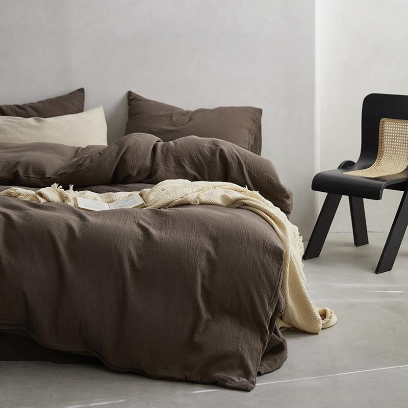 

Чистый хлопок Мерад, Набор из 4 предметов из пряжи двойного слоя класса люкс, Хлопок класса А, Гипоаллергенный, Для сна нагим, Материнский и младенческий класс, Набор из 4 предметов 1.8m bed sheet 4pc quilt 200 * 230 шоколадный коричневый