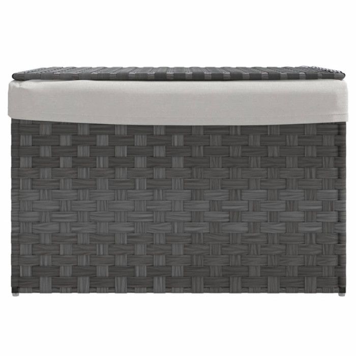 VidaXL Laundry Basket with Lid Grey 55.5x35x34 Cm Woven Resin 372051