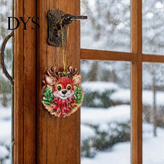 Cute Cartoon Tree Hanging Tags 15/30 Pcs Wooden Christmas Ornaments Set, Santa Reindeer Snowman Lightweight Wood Decorations, Handpainted for