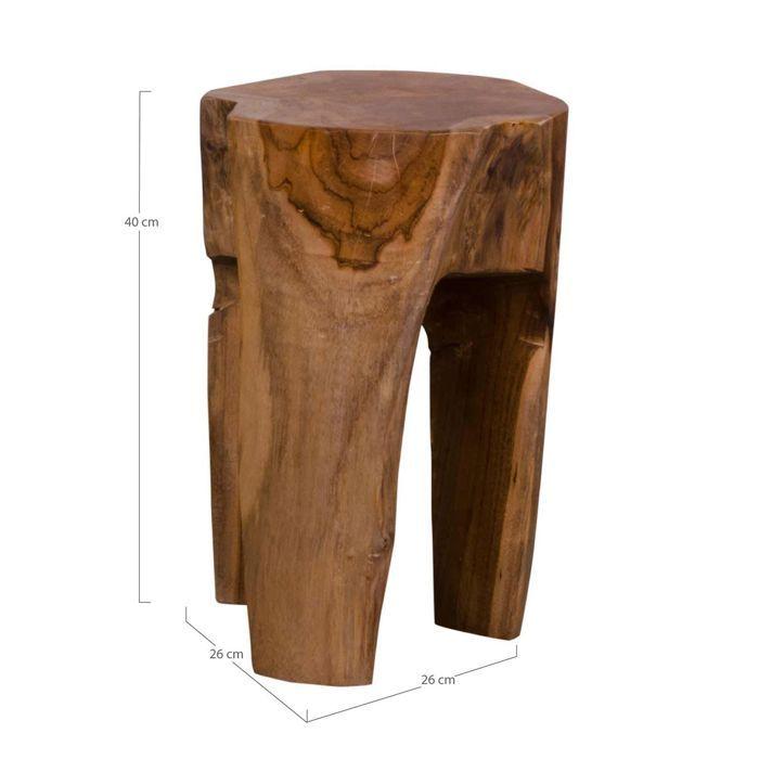3-Bein-Hocker 26x26x40 cm aus braunem Teakholz