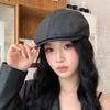High Leather PU Forward Hat Children Autumn and Winter Versatile Face Small Painter Hat Fashion Foreign Style Cap