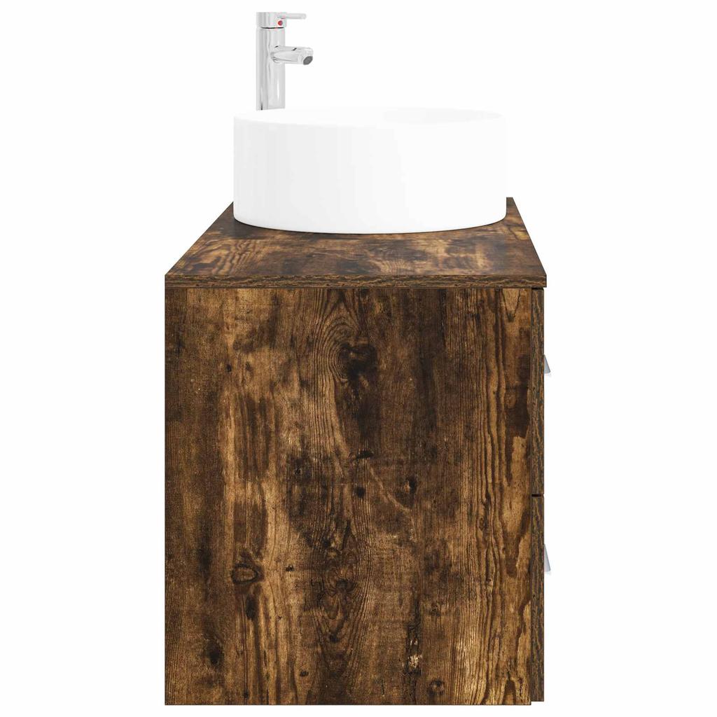 Bathroom Furniture Set 2 Pieces Smoked Oak Engineered Wood