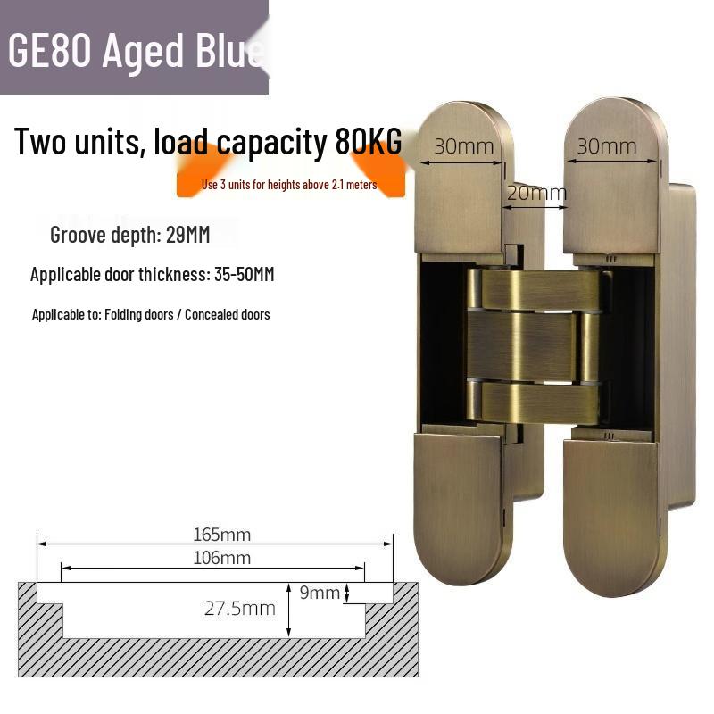 Adjustable 180° Concealed Door Hinges for Inward/Outward Opening Wooden Doors