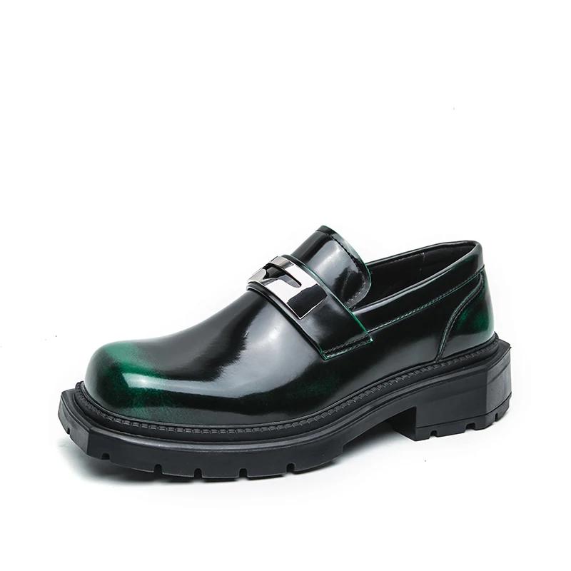 Fashion Platform Men Luxury Brand Mens Loafers Leather Fashion Dress Shoes Handmade Men's Walking Shoes All-match Slip on Casual Shoes