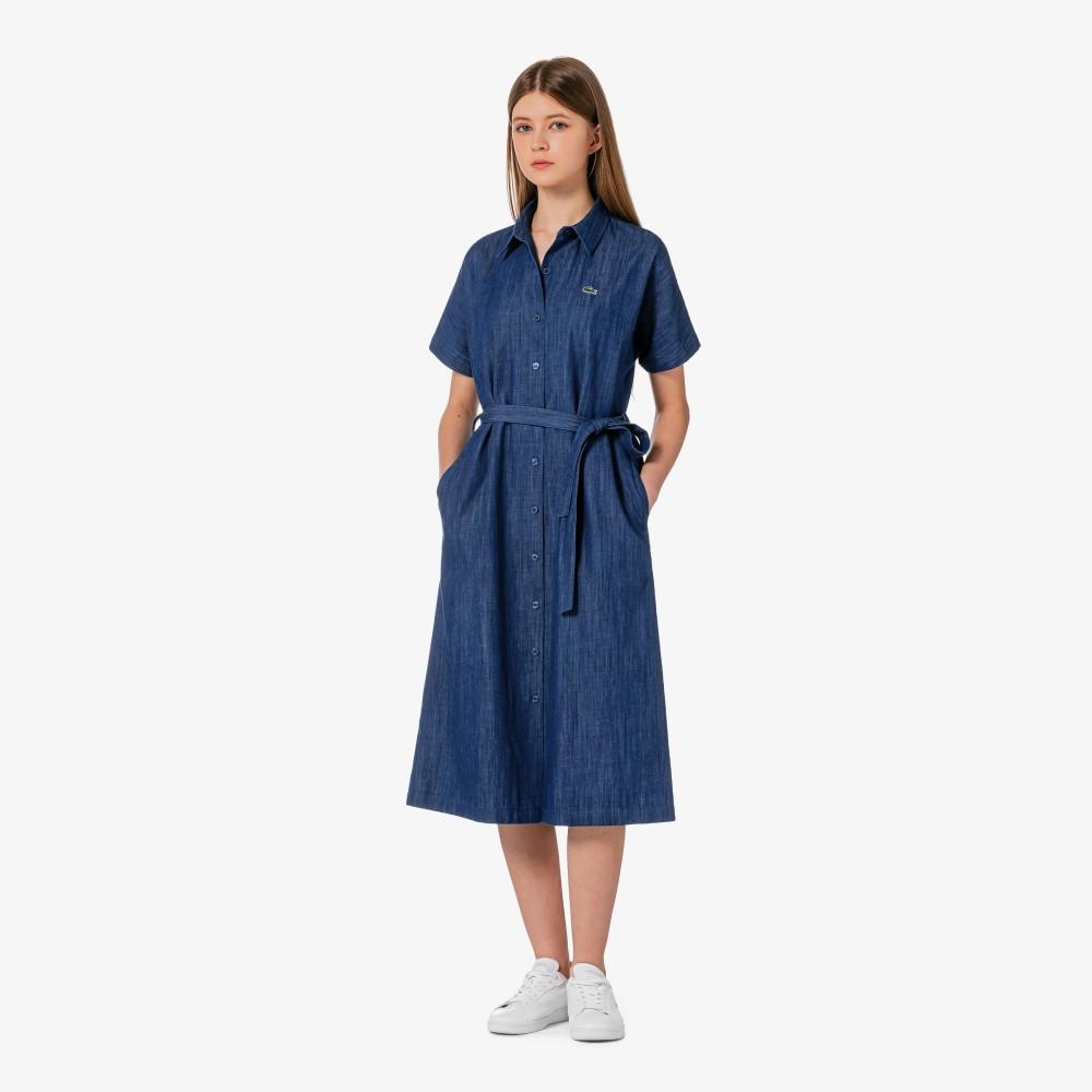 [lacoste] Women's Belted Short-Sleeve Shirt Dress EF306E-56G36L