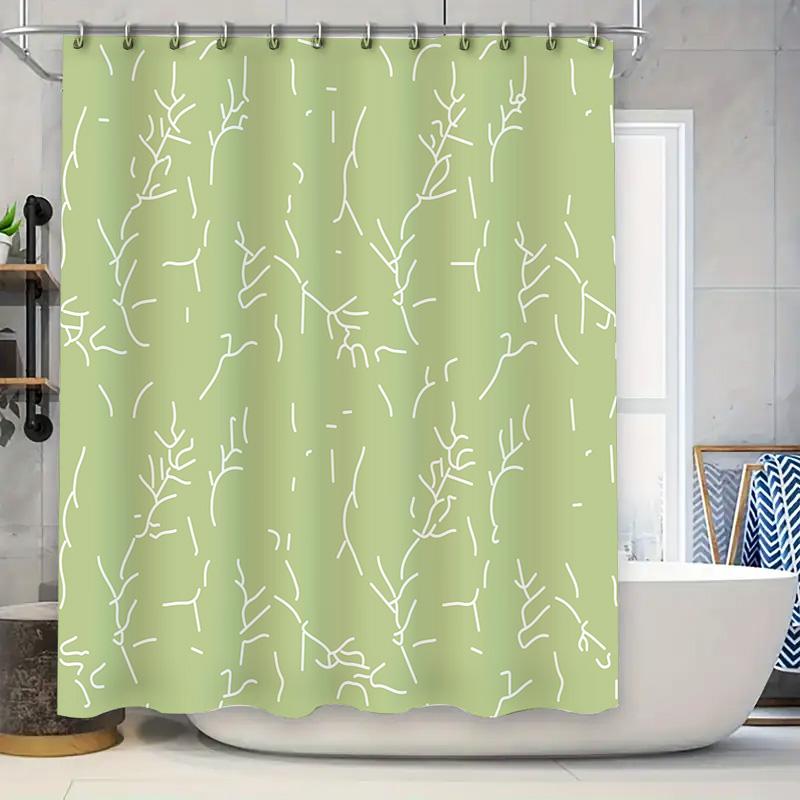 

Modern Bathroom Decorgreen White Tree Branch Shower Curtain Waterproof Home Decoration With Hook Rings Perfect Gift For Bathroom W60H190(CM)-1 Pcs