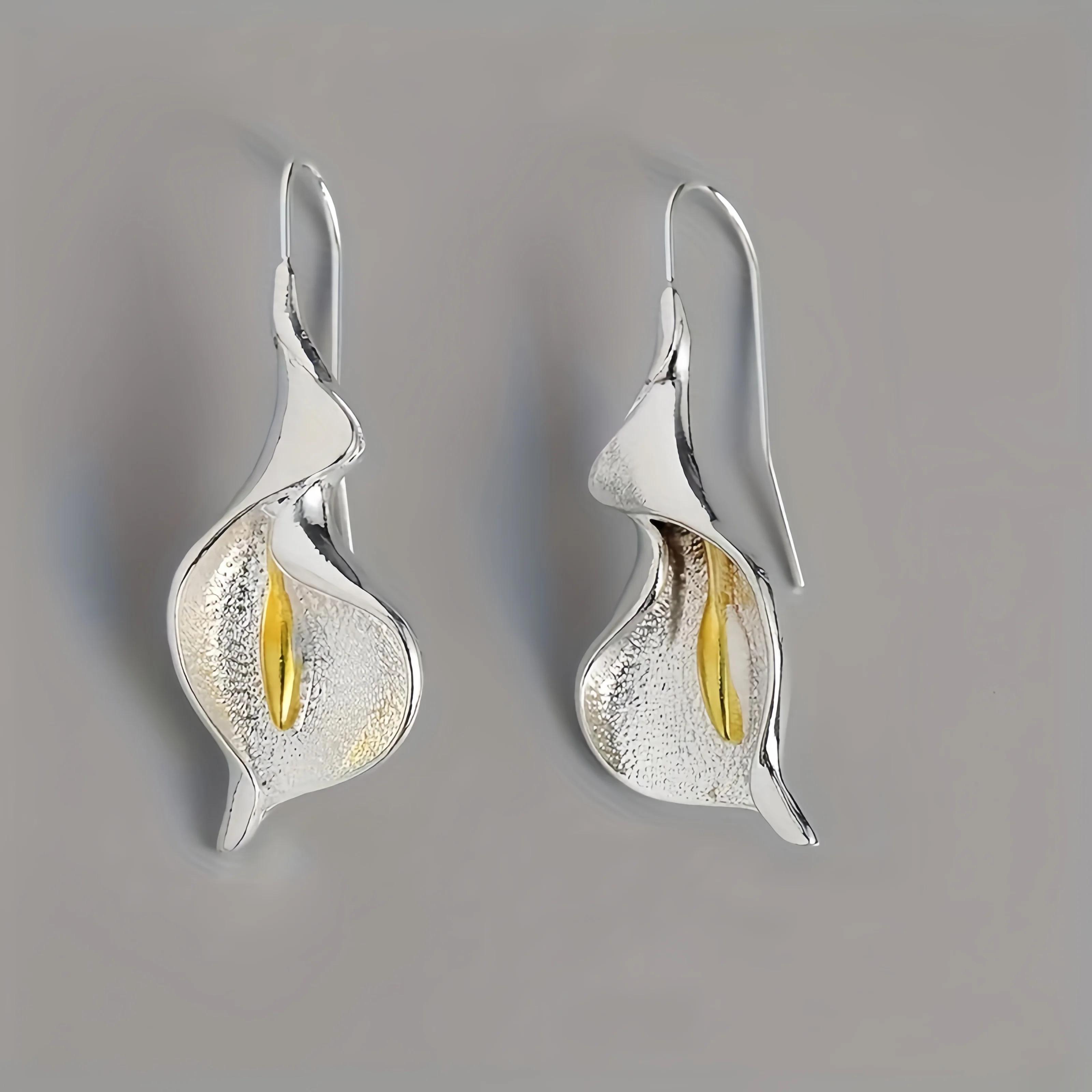 Новые изысканные серьги-крючки с цветущими цветами, простые аксессуары, серьги-подвески с растениями золотого и серебряного цвета для женщин, ювелирные изделия белый