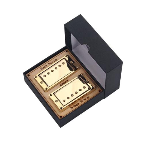 Ogdni Guitar Humbucker Pickup Set, Double Coil Neck and Bridge Pickup Replacement Parts for LP Electric Guitars (Gold)