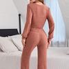 Spring Autumn Women Cardigan Sleepwear Solid V-neck Y2k Pajamas Set Casual Sexy Crop Tops and Long Trousers Loungewear Nightwear
